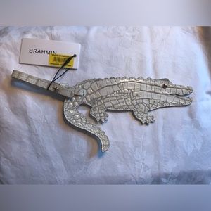 Brahmin White Crocodile Luggage Tag